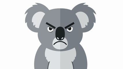 Obraz premium Close-up portrait of an angry koala with gradient gray fur on a light gray background