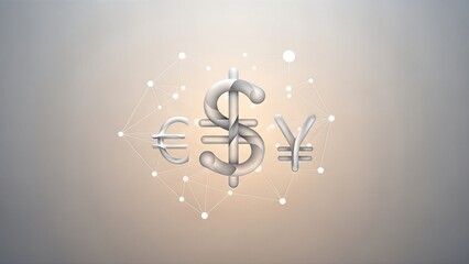 Global Currency Symbols Connected in a Digital Network