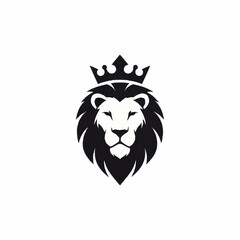 Obraz premium Black Lion Head with Crown Logo.