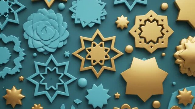 Abstract Kaleidoscope Looping Background Inspired by Mosque Dome Mosaic. Islamic and Arabic ornamental animation.
