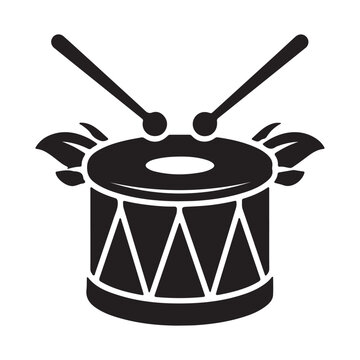 Black and White Drum Set with Drumsticks Musical Instrument