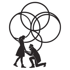 Relationship Unity Abstract Icon with Linked Circular Shapes