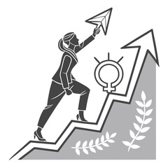 Rising Women Success Abstract Mark Growth Achievement Vector