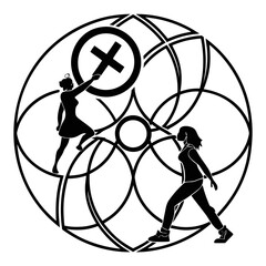 Circular Women Unity Abstract Symbol Connection Vector Graphic