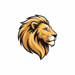 Fototapeta premium Lion Head Illustration with Golden Mane.