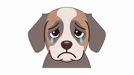 Close-up portrait of a sad dog with tearful eyes and light brown coat