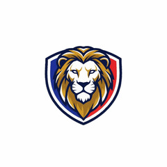 Lion Head Logo Design Shield Emblem.