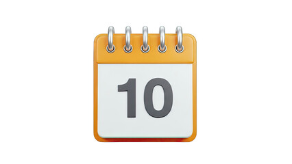3D Render of a Desk Calendar Showing the 10th Day