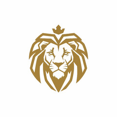 Majestic Lion Head Emblem with Crown Symbolizing Royalty.