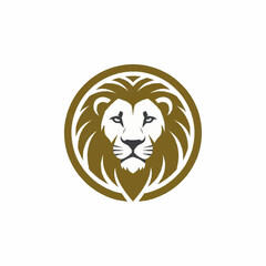 Majestic Lion Head Logo Design with Golden Mane and Fierce Expression.