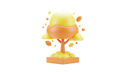 3D Stylized Autumn Tree with Falling Leaves
