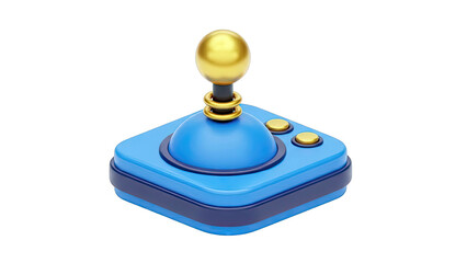 3D Render of a Blue and Gold Retro Joystick