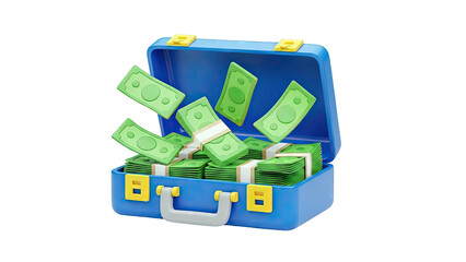 Blue Briefcase Overflowing with Cash