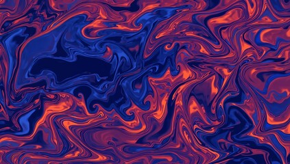 Mesmerizing Abstract Fluid Art Background Featuring Dynamic Swirls and Blends of Deep Blue, Fiery Orange, and Purple Hues, Ideal for Modern Creative Projects and Digital Designs