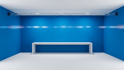 Empty White Platform in Blue Studio.