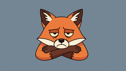 Obraz premium Illustration of a fox with crossed arms and a slightly frowning expression