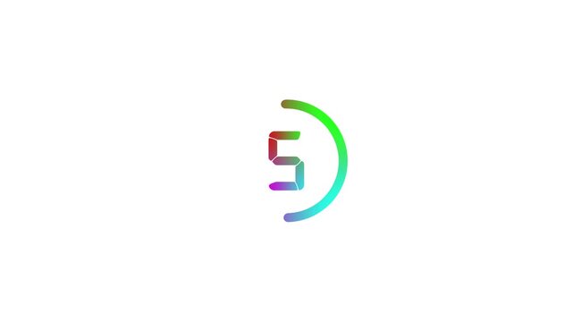 Rainbow Gradient Number 7 Inside a Circular Outline on a White Background seven digit