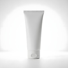 Blank white lotion tube centered with bright spotlight glow for clean product presentation