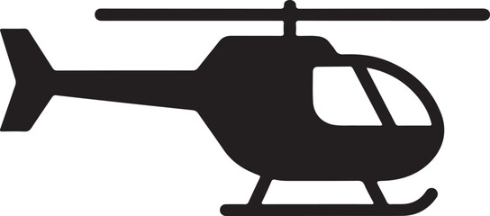 Helicopter Silhouette Isolated on White Background &ndash; Military and Rescue Aircraft Vector