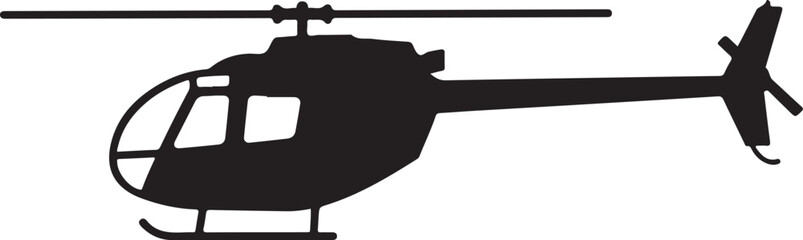 Helicopter Silhouette Isolated on White Background &ndash; Military and Rescue Aircraft Vector