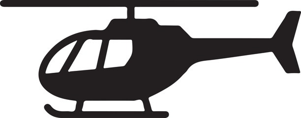 Helicopter Silhouette Isolated on White Background &ndash; Military and Rescue Aircraft Vector