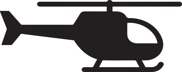 Helicopter Silhouette Isolated on White Background &ndash; Military and Rescue Aircraft Vector