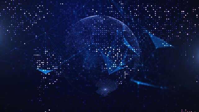 world map with binary code