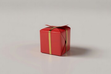Slightly Deformed Christmas Gift Box Isolated on Neutral Background