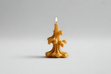 Christmas Candle With Unusual Melted Wax Shape Isolated