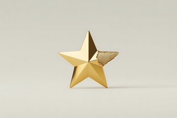 Christmas Star With Small Chipped Corner Isolated on Neutral Background