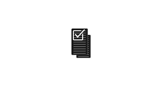 Icon of a checklist with a checkmark on a white background document paper. 4k video 