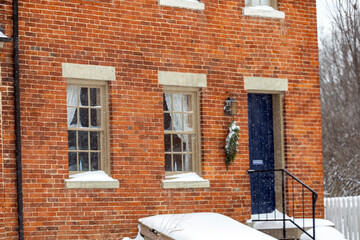 brick wall with windows