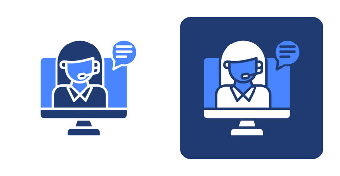 Virtual Assistant Glyph Color  Two-tone color and contrasting background icon illustration