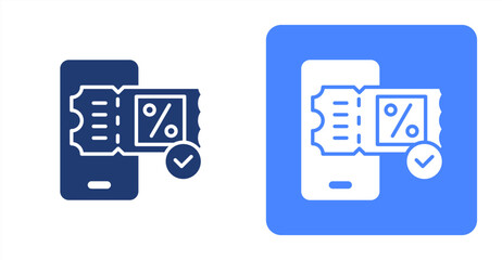 E-Ticket Glyph  Two-tone color and contrasting background icon illustration