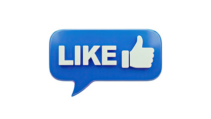 3D Blue "LIKE" Speech Bubble with Thumbs Up Icon