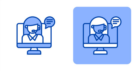 Fototapeta premium Virtual Assistant Line Color Two-tone color and contrasting background icon illustration
