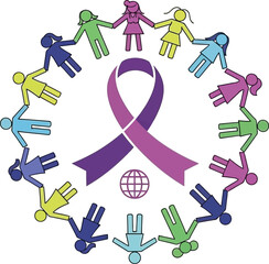 Cancer Awareness Community Support Concept with Purple Ribbon