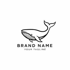 Fototapeta premium Black Whale Logo Design Illustration.