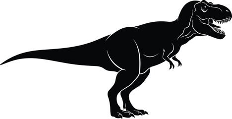 Black tyrannosaurus rex silhouette vector illustration isolated on white background for logo mascot t shirt design prehistoric dinosaur concept branding artwork © Parvej Creatives