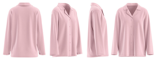 Shirt Notched Collar Button-Front Pajama-Style Sleepwear for Women