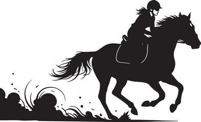 Rider on Horse Black Silhouette Icon &ndash; Horseback Riding Illustration
