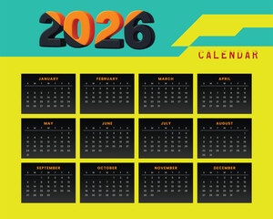 “2026 Calendar Template Design — Modern Colorful Yearly Wall Calendar Layout”