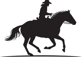 Rider on Horse Black Silhouette Icon &ndash; Horseback Riding Illustration