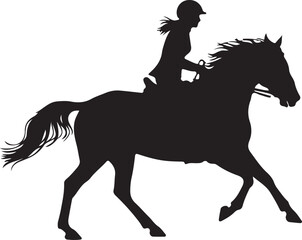 Rider on Horse Black Silhouette Icon &ndash; Horseback Riding Illustration