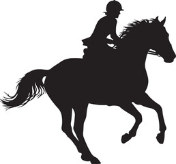 Rider on Horse Black Silhouette Icon &ndash; Horseback Riding Illustration