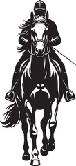 Rider on Horse Black Silhouette Icon &ndash; Horseback Riding Illustration