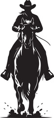 Rider on Horse Black Silhouette Icon &ndash; Horseback Riding Illustration