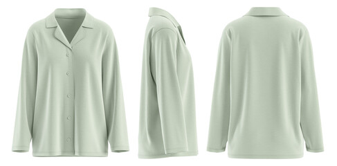 Shirt Notched Collar Button-Front Pajama-Style Sleepwear for Women