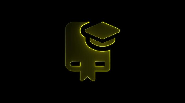Glowing Yellow Robot Face with Graduation Cap Animation