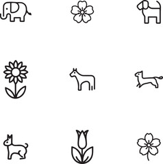 Floral Line Art Icon Pack | Minimal Botanical Flower Elements
